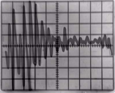 The storage scope signal, from a receiving sample, to 
determine dark matter wave velocity, for October 8, 2011